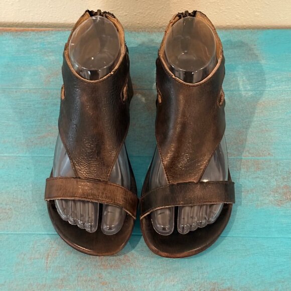 Bed Stu Soto Leather Sandals with Back Zipper Closure Taupe Rustic Size 6 - Picture 1 of 10